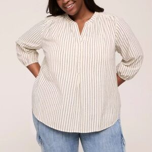 🔥10 for $100🔥 NWT Lane Bryant striped Y-neck Striped Blouse size 1X